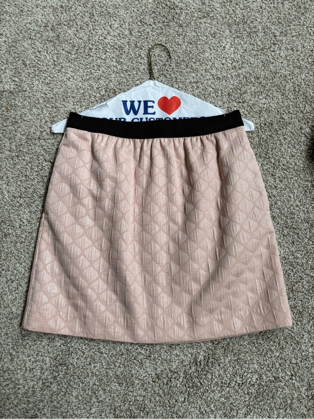 LOFT Blush Pink A-Line Skirt with Black Waistband